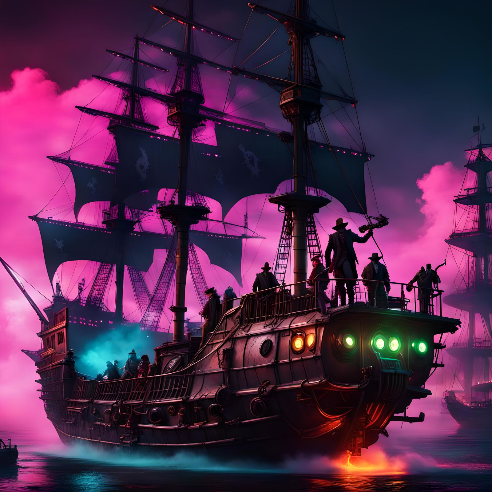Steampunk Pirate Ship with Vampire Crew