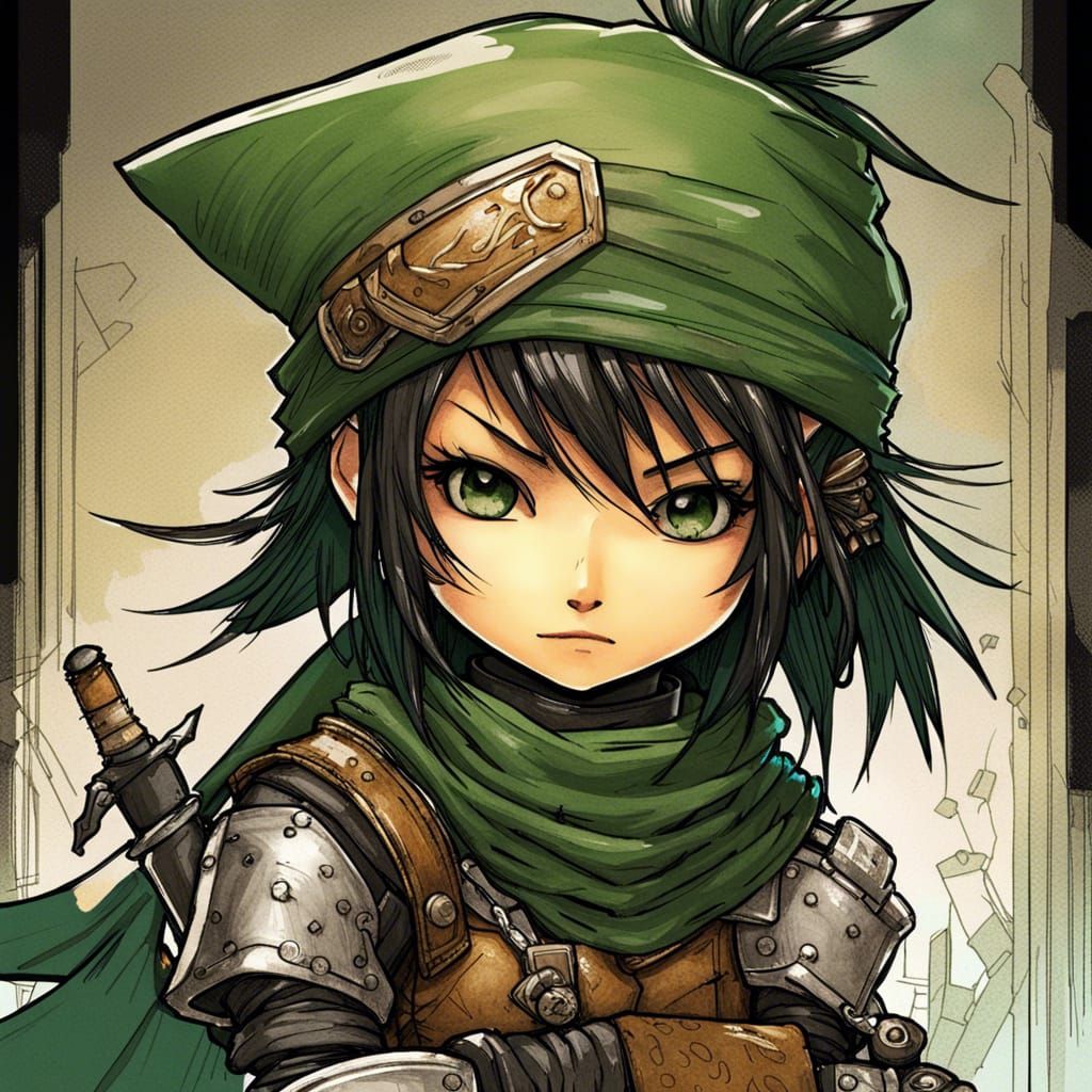 Yuffie Kisaragi Portrait in Acrylic Storybook Style