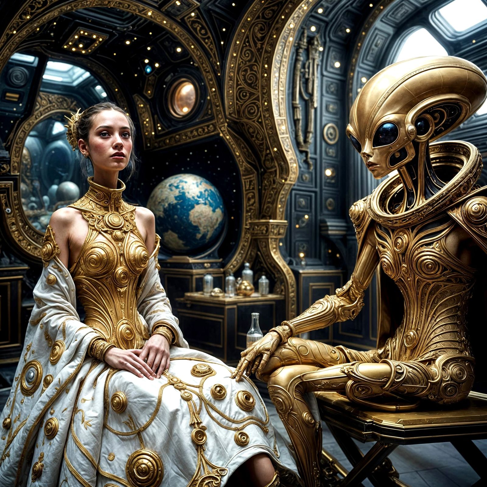 Extraterrestrial Fashion Show: Hyperrealistic Outer Space Fe...