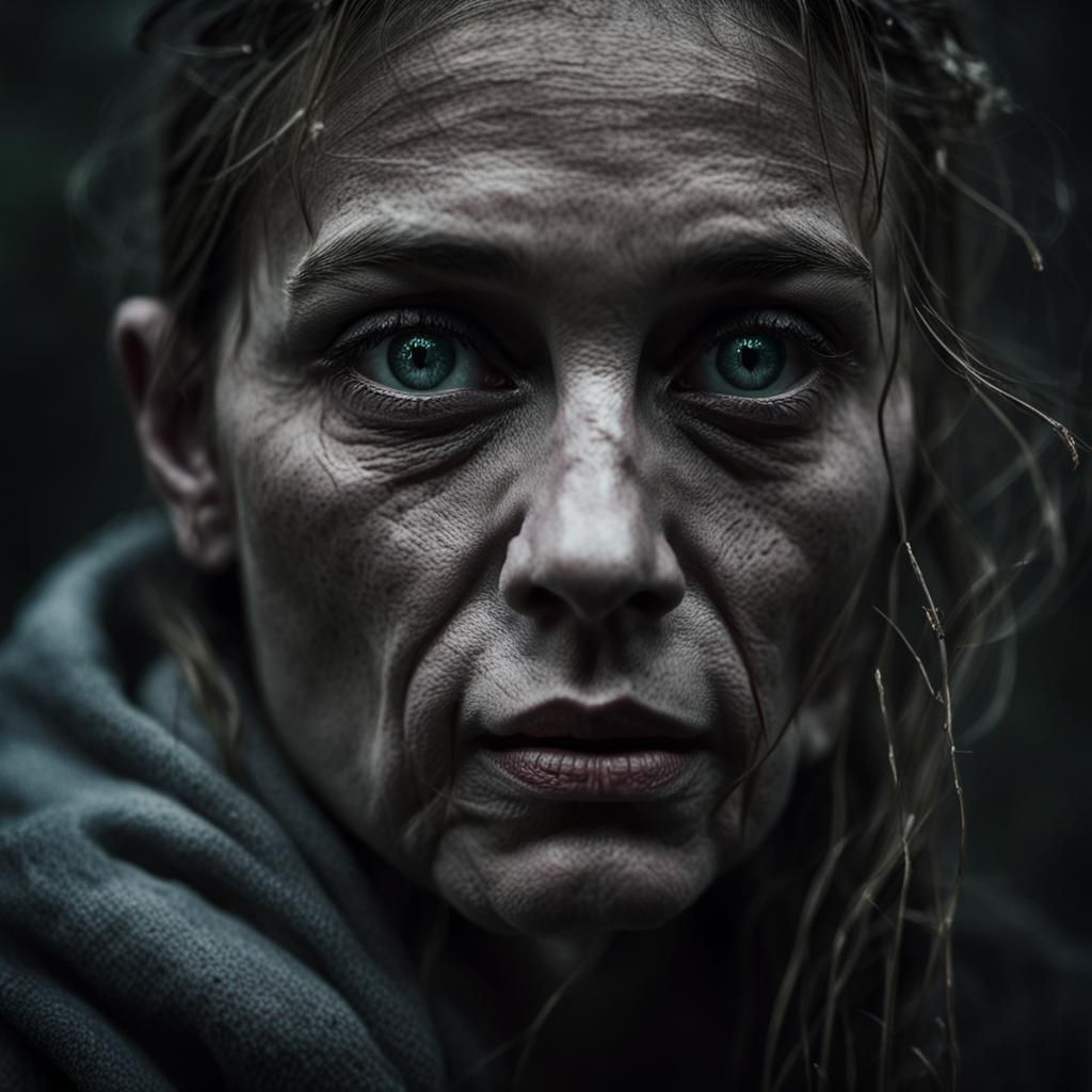 Mysterious Forest Woman Portrait in Moonlight