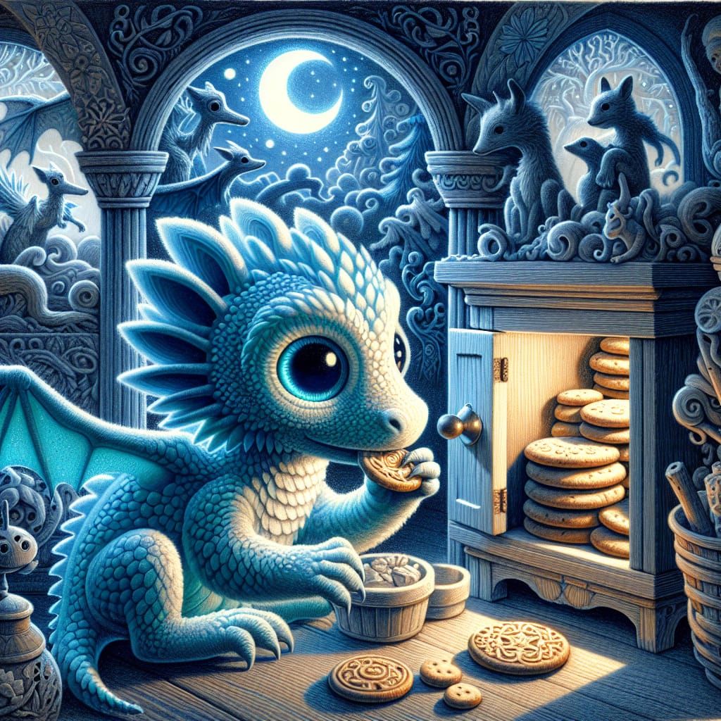 Blue Dragon's Midnight Snack: A 3D Children's Illustration