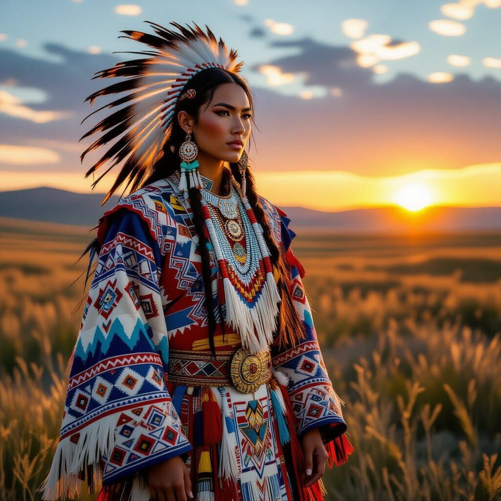 Cultural Fusion Portrait: Native American & Mongolian Herita...