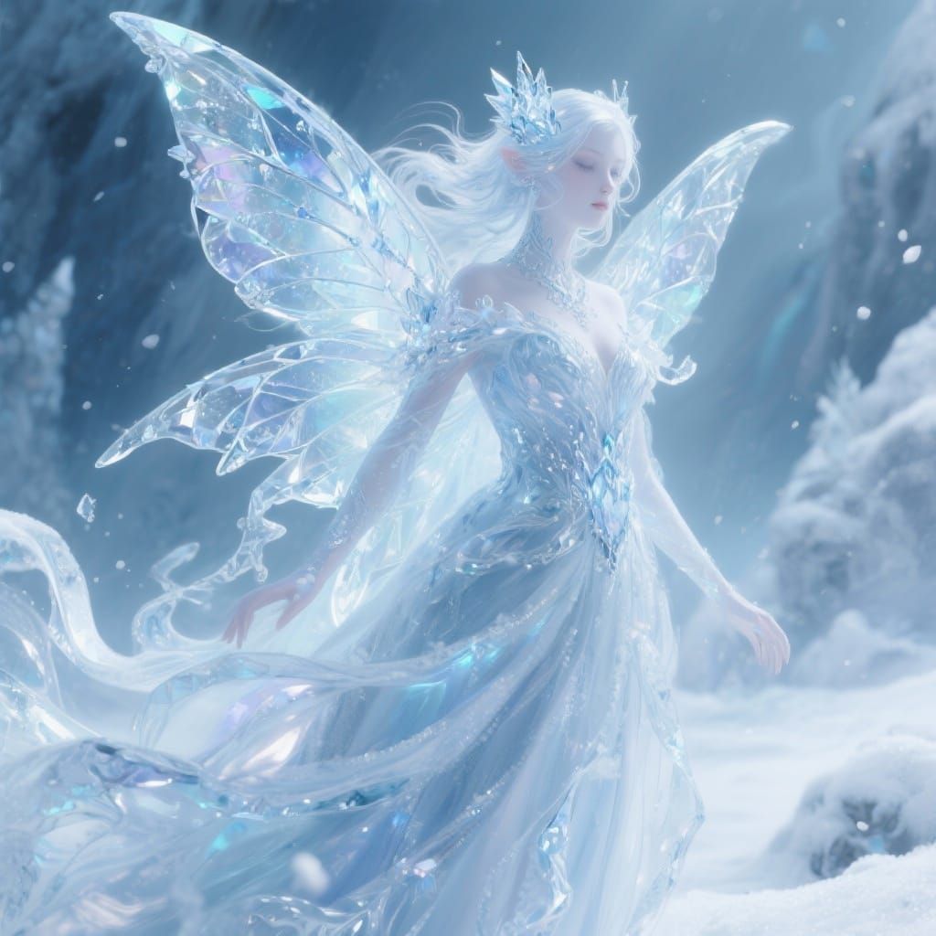 Ethereal Ice Fairy Queen in Dreamy Style