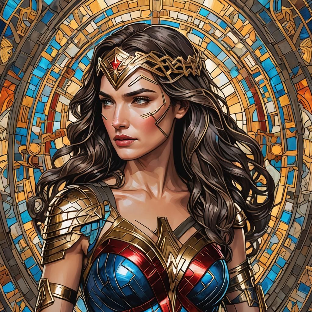Wonder Woman Mashup in Art Nouveau Style
