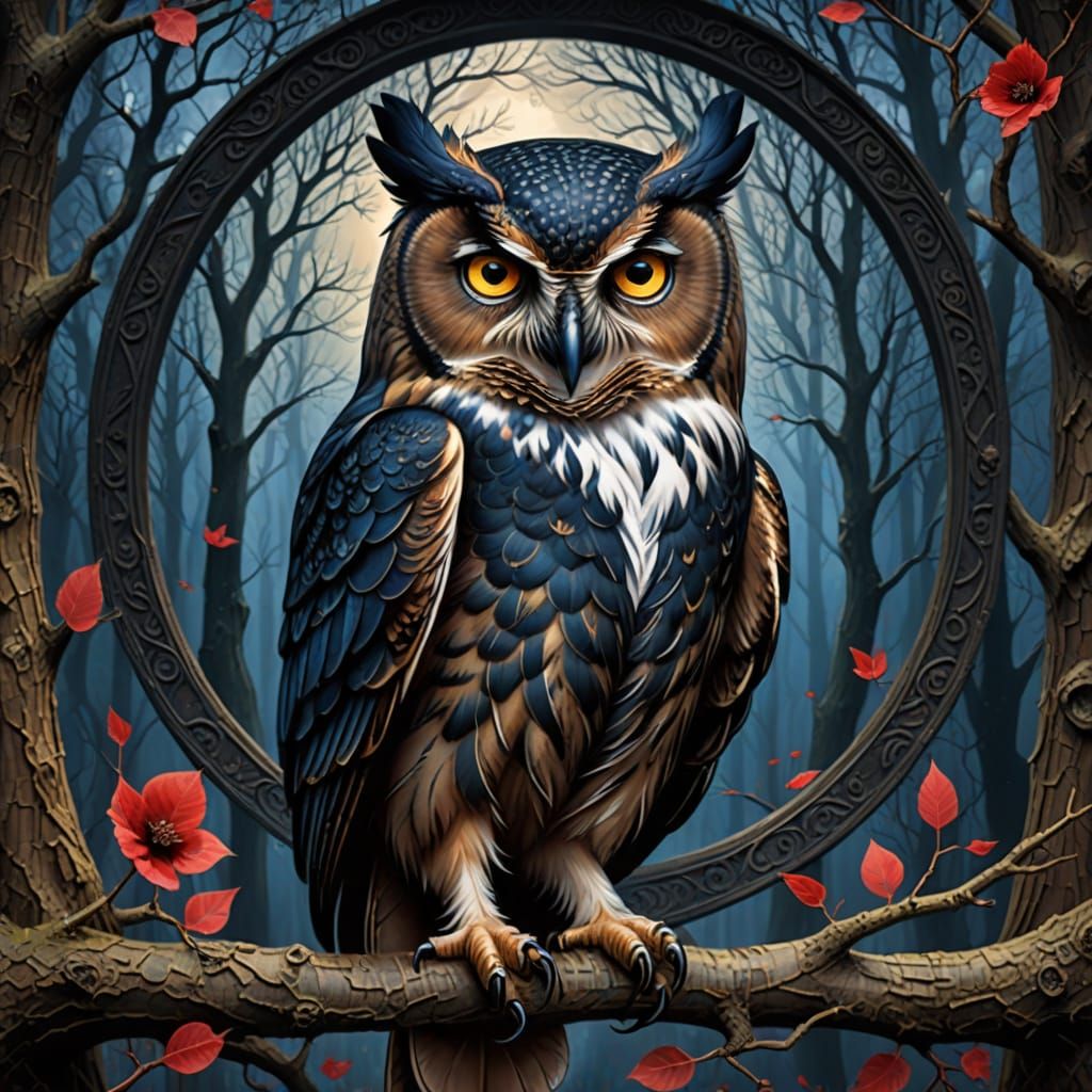 Enchantress Weaves Spell with Deep Blue Eyes