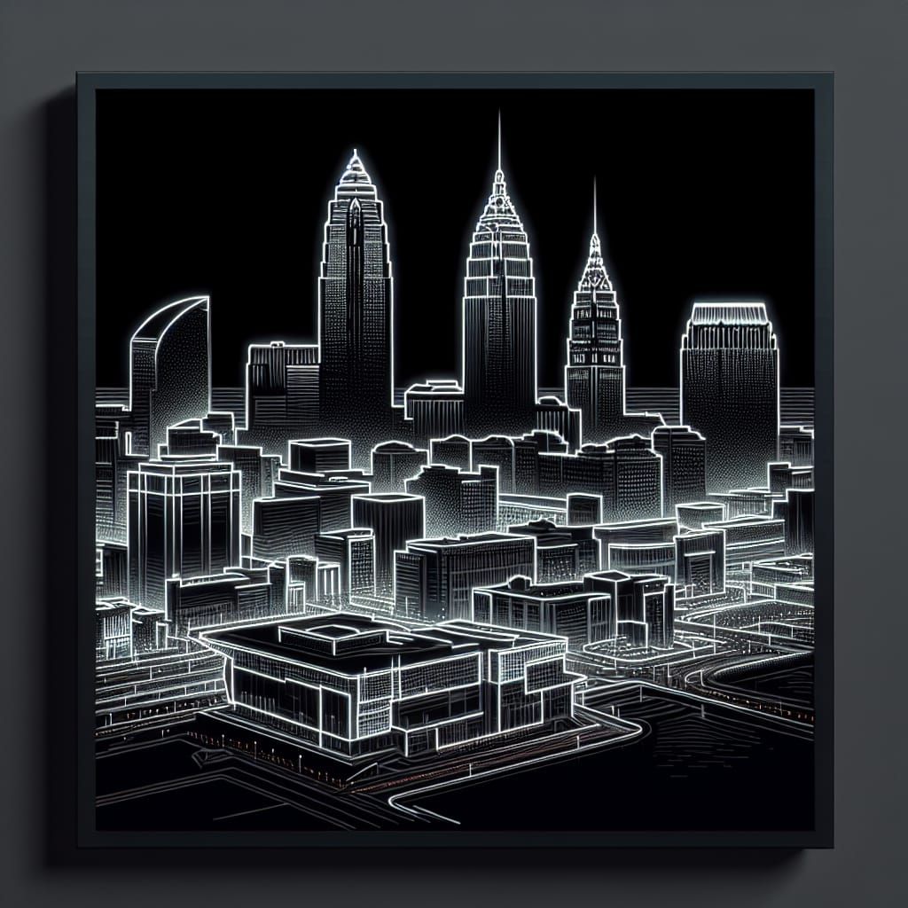 Cleveland Cityscape in Striking Dark Tone
