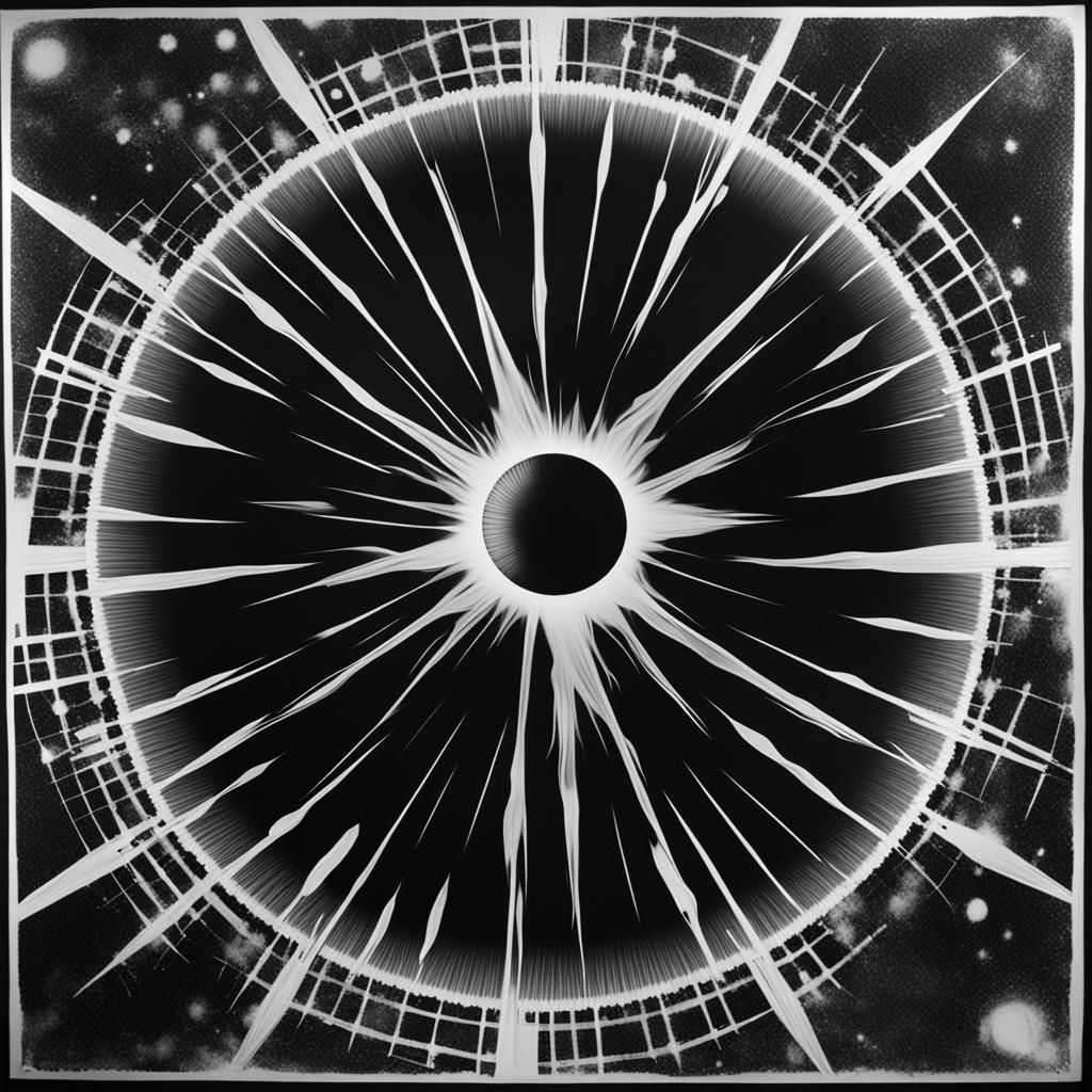 Abstract Black and White Photogram with Solarization