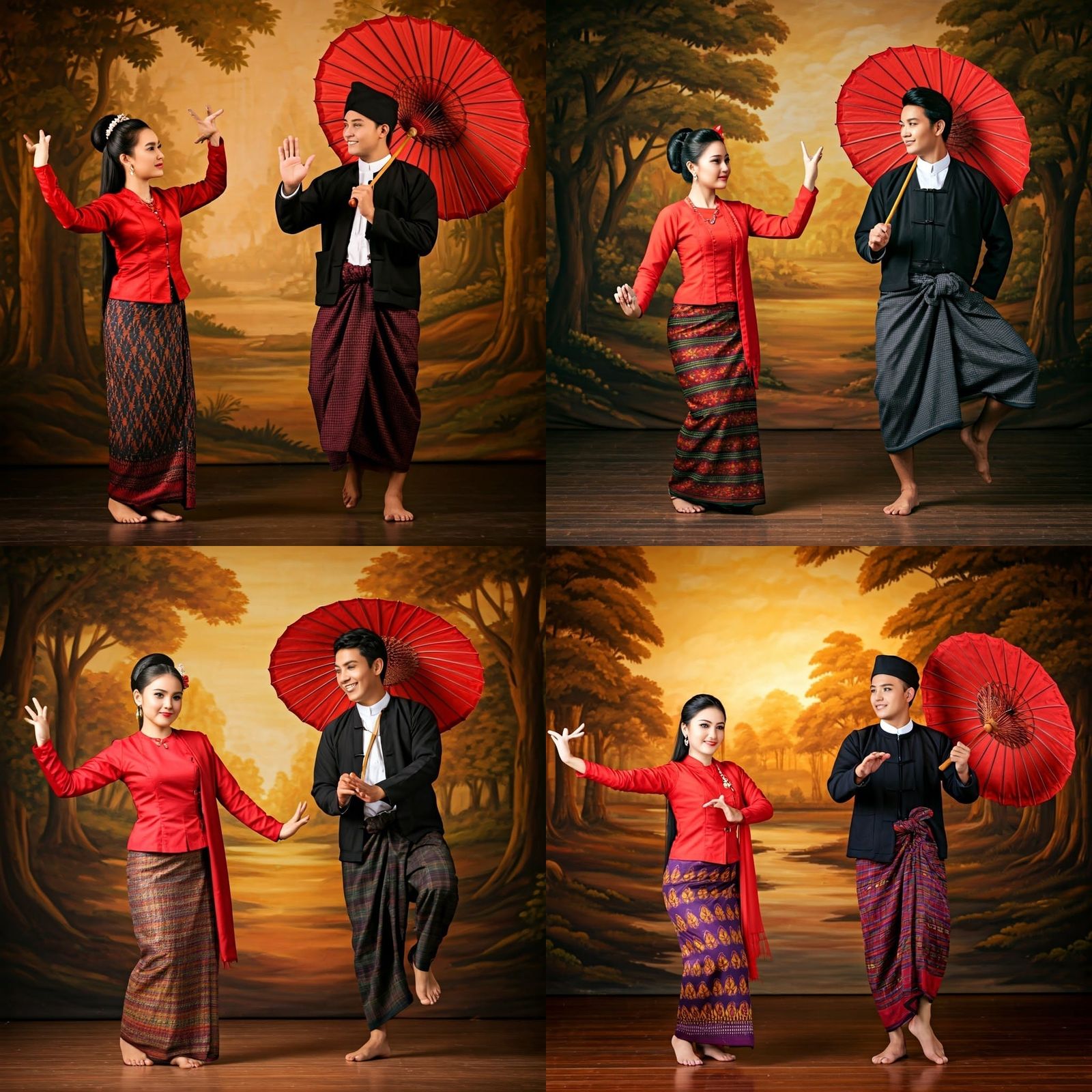 Burmese Dancers in Traditional Attire: A Celebration of Cult...