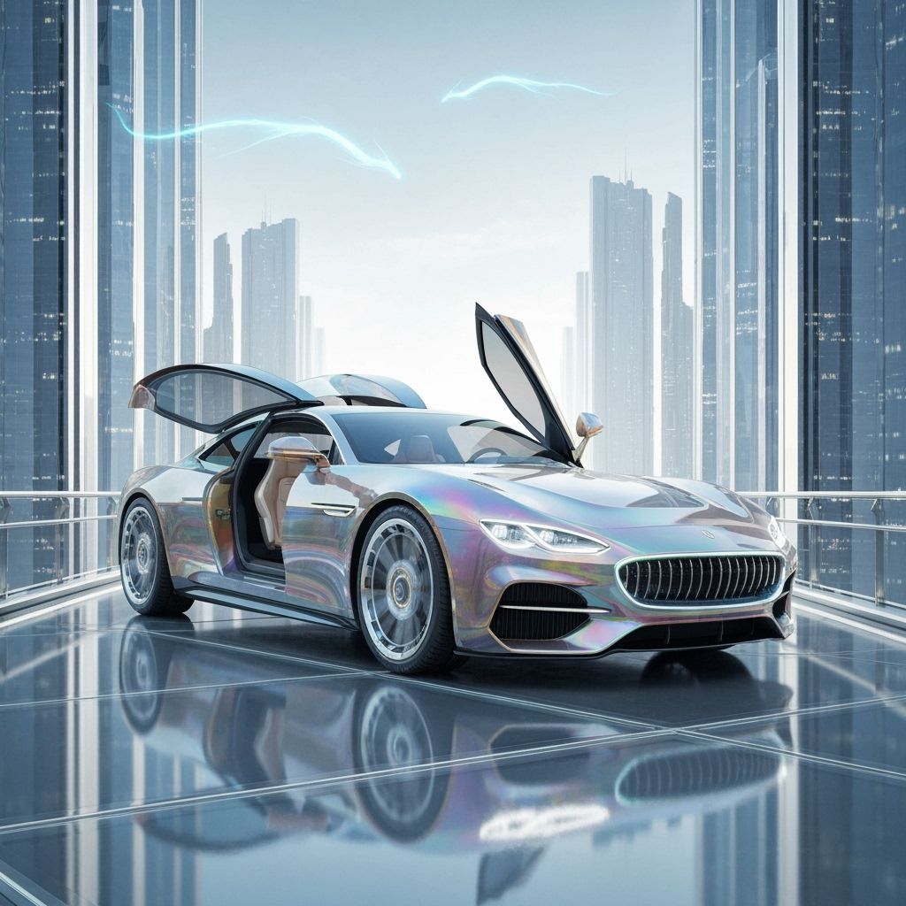 Futuristic Alien Luxury Car in Utopian City