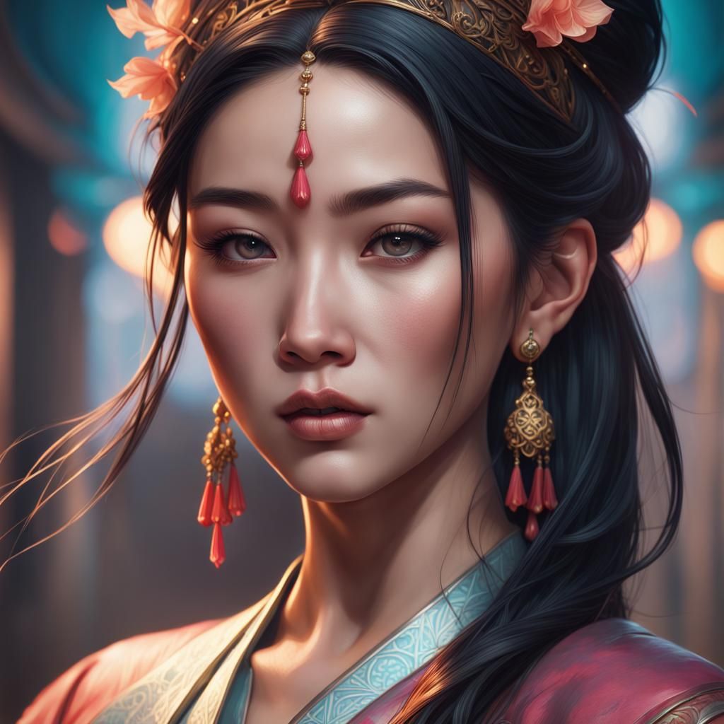 Hyperdetailed Portrait of Asian Princess