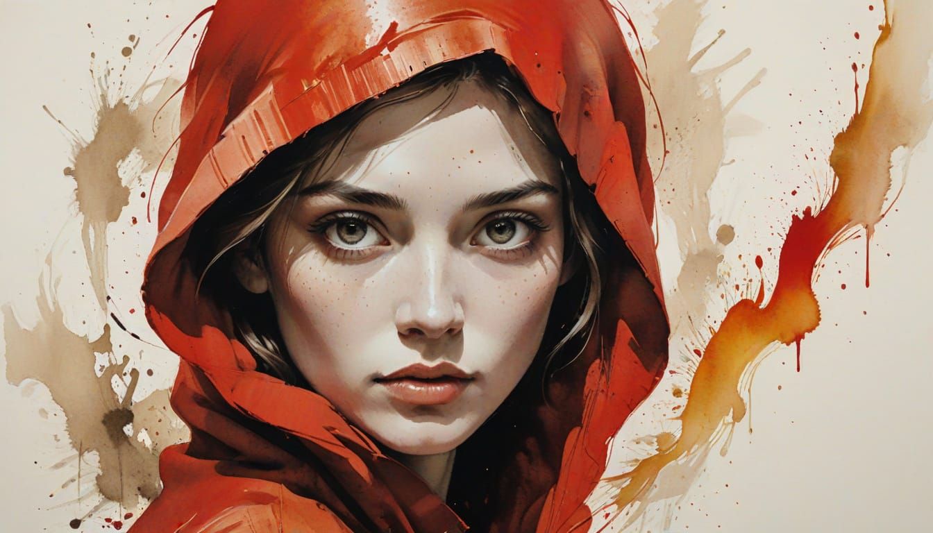 Girl with Fiery Eyes in Willem de Kooning Style