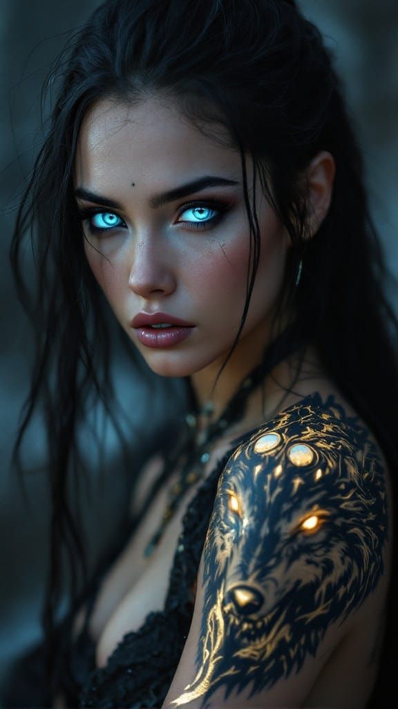 Hyperrealistic Fantasy Warrior in Cyberpunk Gothic Style