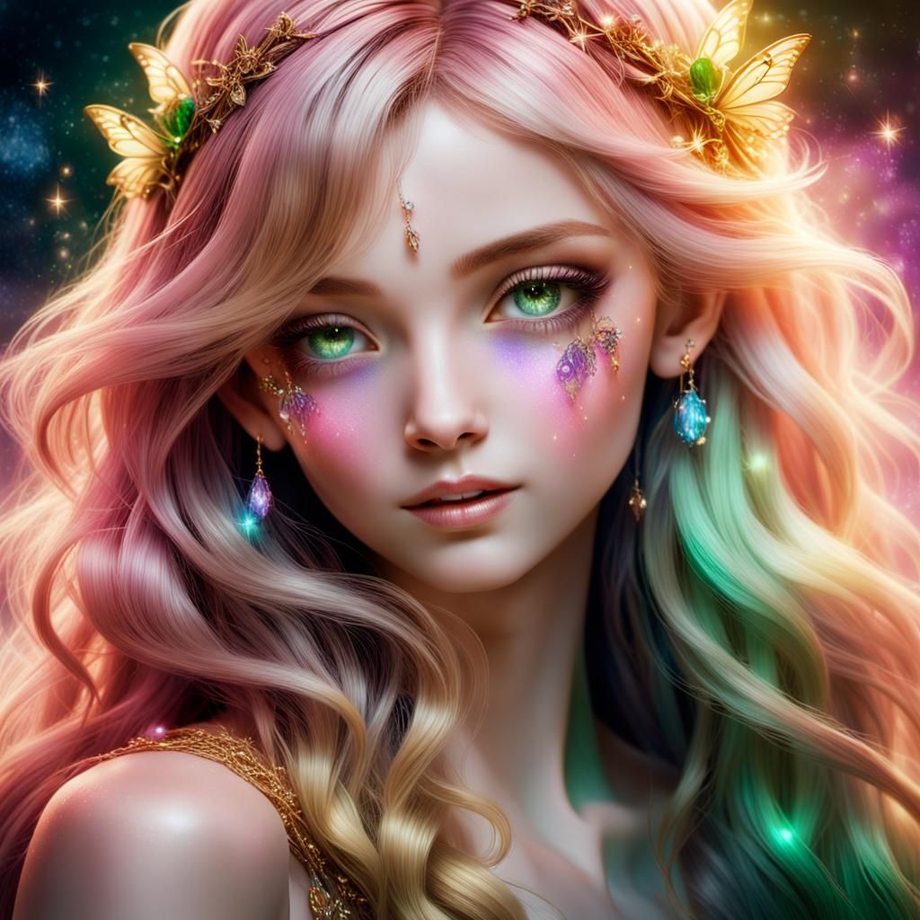 Fairy Portrait with Ethereal Lighting in Art Nouveau Style