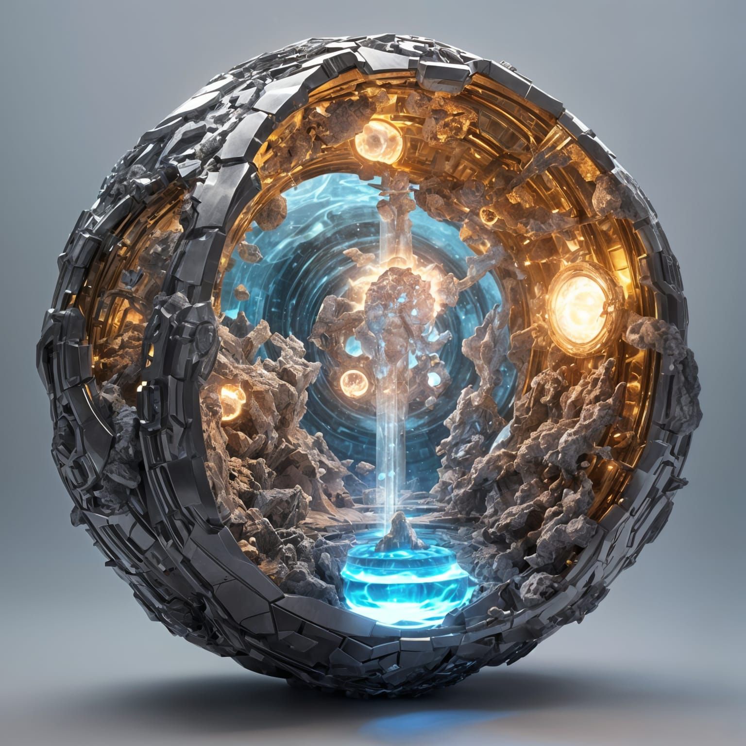 Glowing Geode Vortex of Astral Civilization in 3D