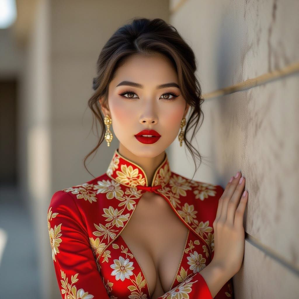 Asian Supermodel in Avant-Garde Cheongsam