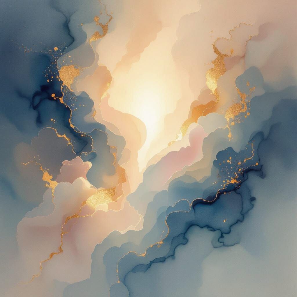 Ethereal Radiant Form in Watercolor Abstract Style