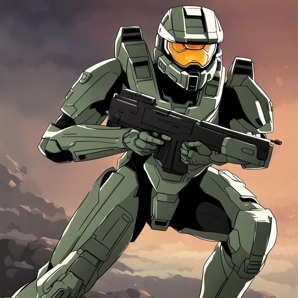 Master Chief in Anime Key Visual Style