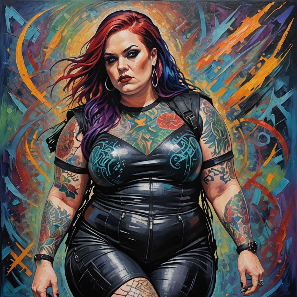 Futuristic Goth Girl in Expressionist Impasto Style