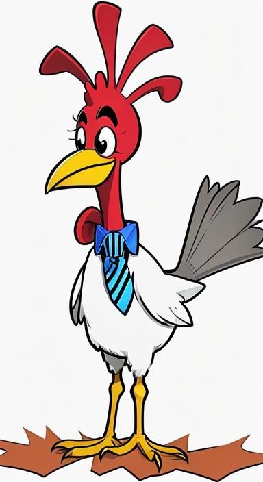 Happy Cartoon Chicken in Tie: Pop Art Screen Print