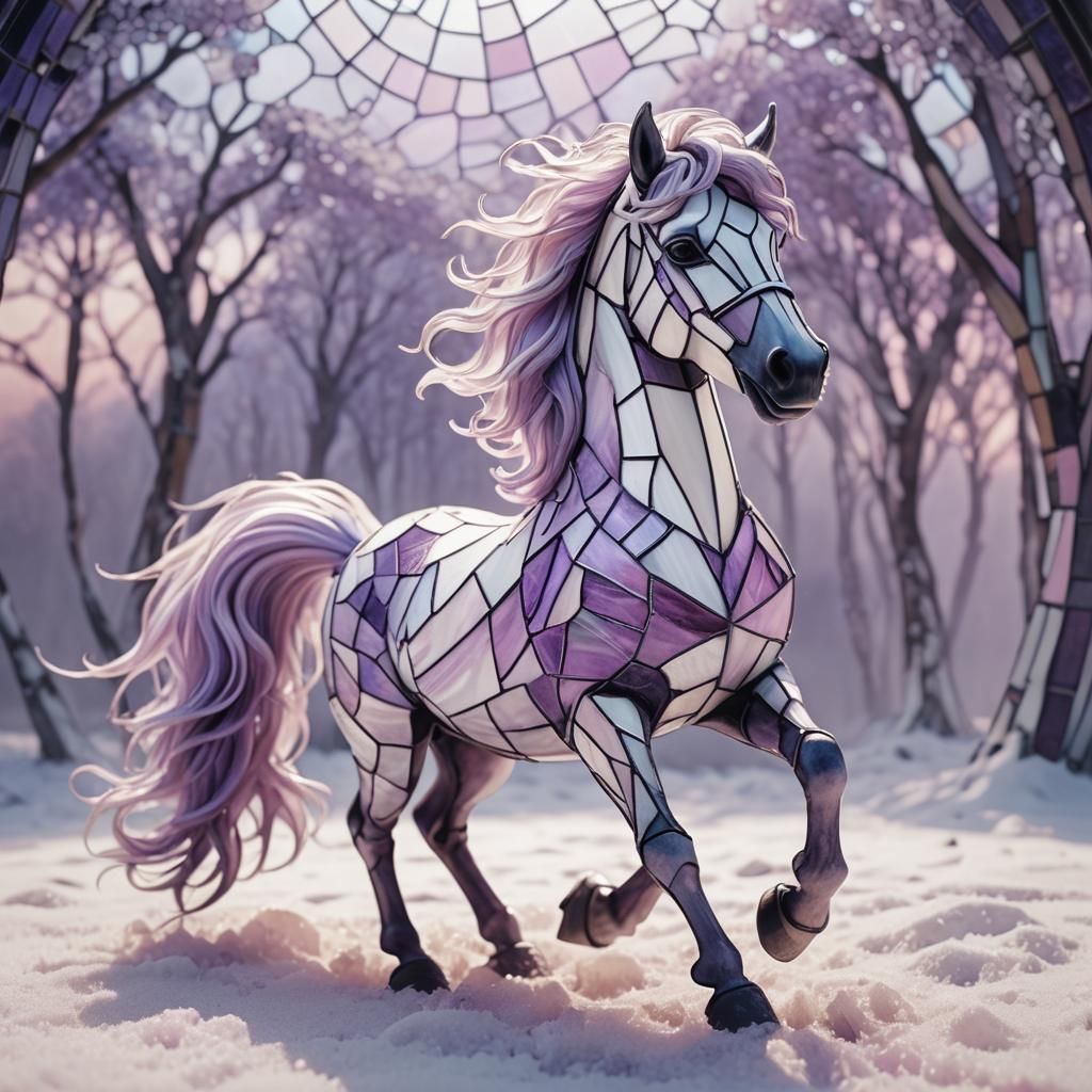 Stained Glass Pony Runs Through Lilac Wasteland