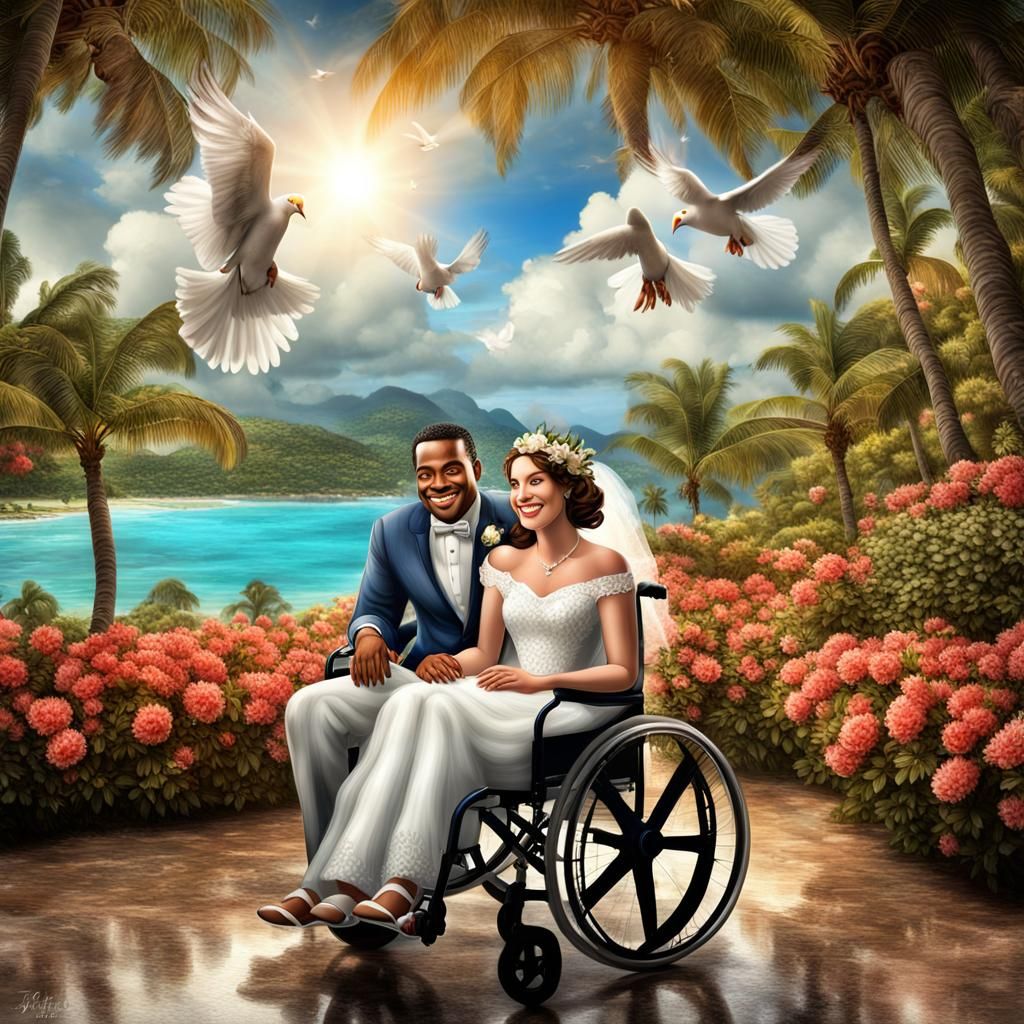 Joyous Wedding in Paradise: Hyperrealistic Image