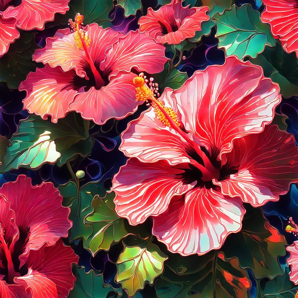 Magical Hibiscus Flower in Classic Impressionism