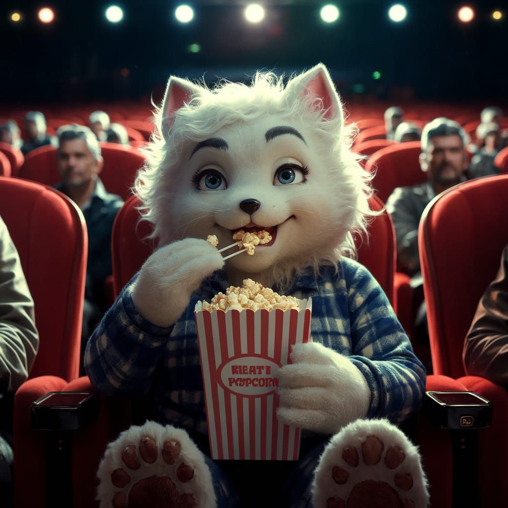 Fluffy Humanoid at the Cinema: Cinematic Film Still