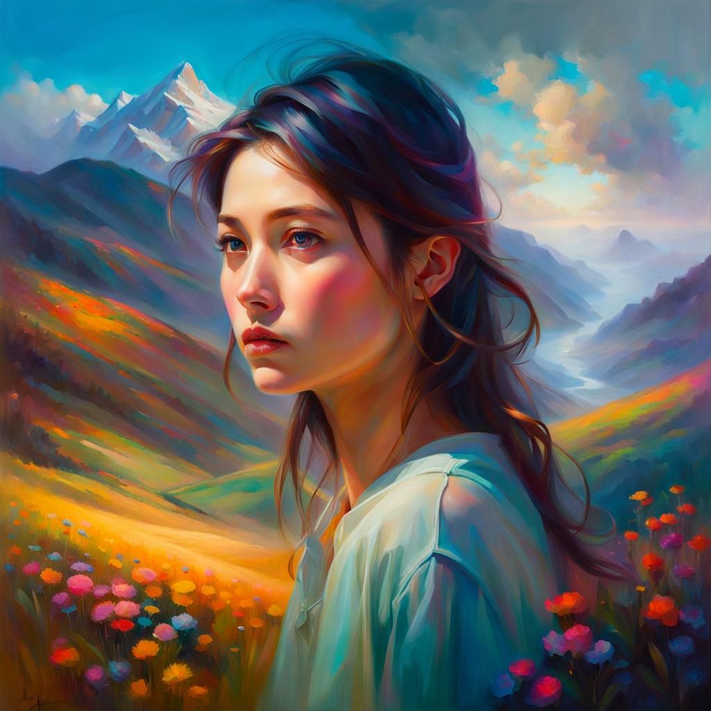 Dreamlike Portrait with Soulful Eyes