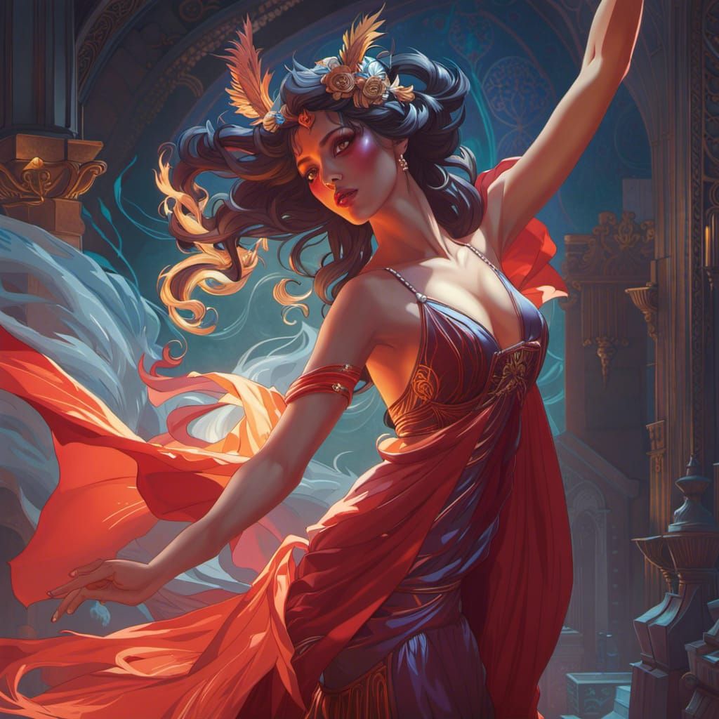 Demonic Moonlight Dance: Hyperdetailed Concept Art