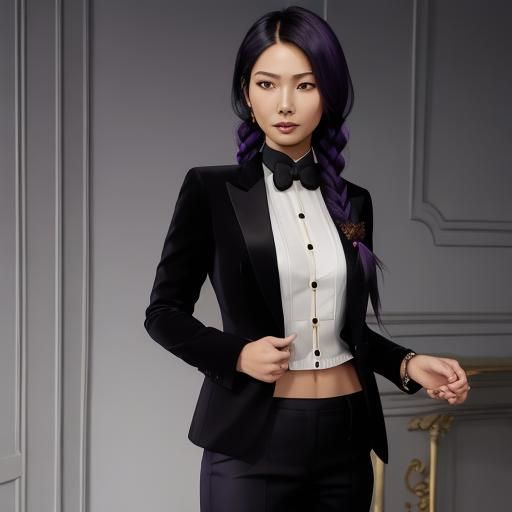 Elegant Girl with Braids in Stylized Portrait