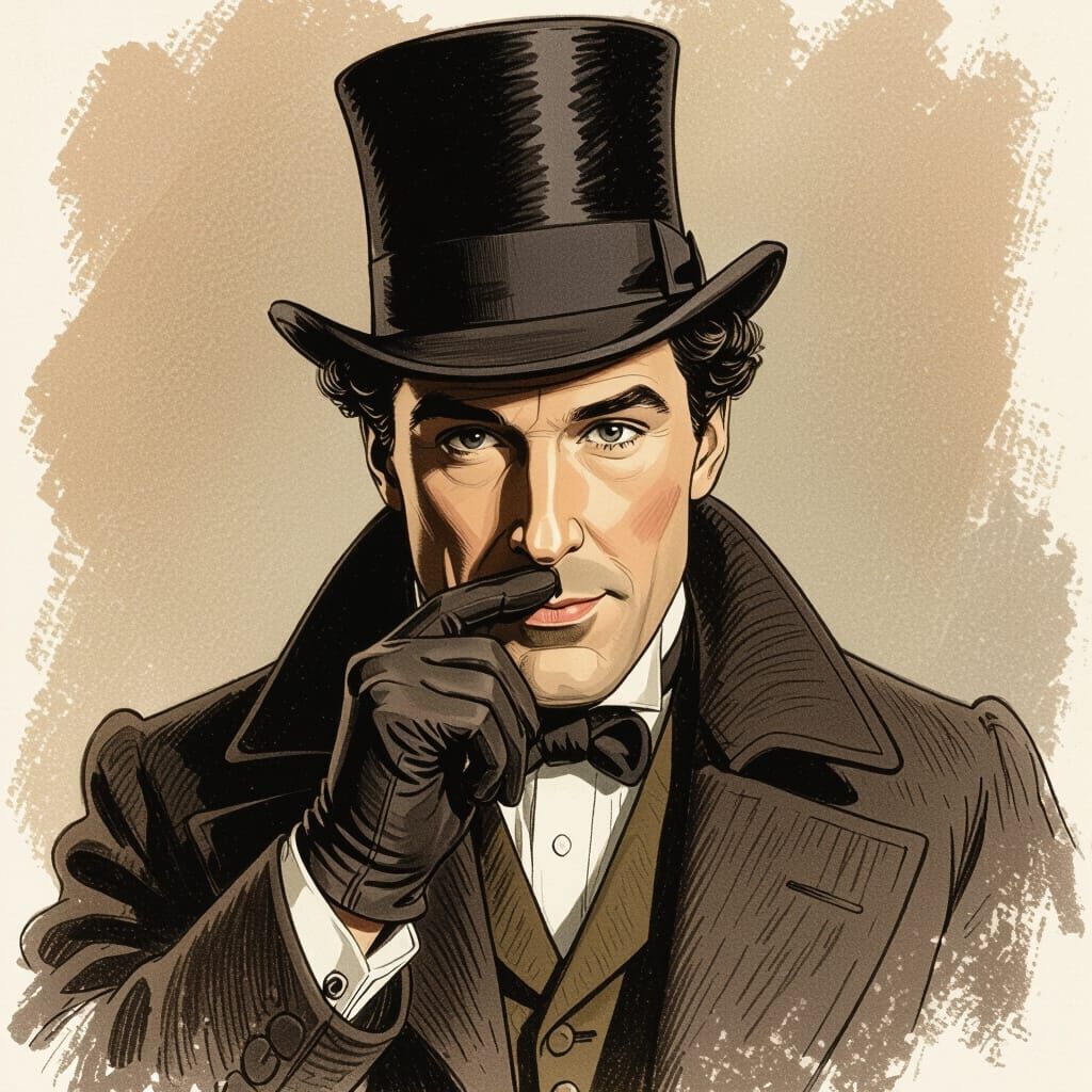 Sherlock Holmes Whispering Secrets in Victorian Style