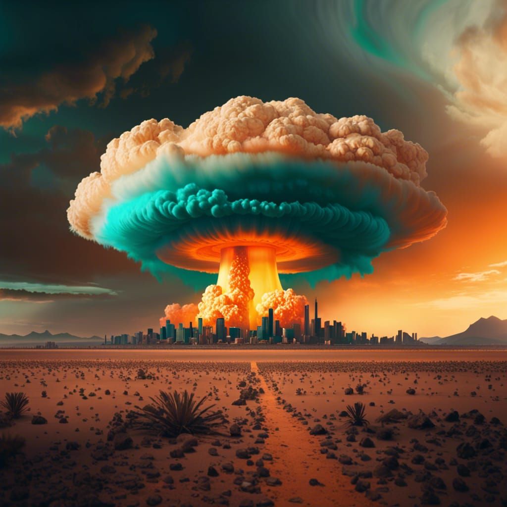 Post-Apocalyptic Nuclear Cloud in Photorealistic Style