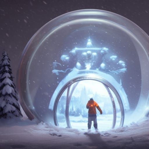 Nigeria Falls in Snow Globe, Hyperdetailed Concept Art