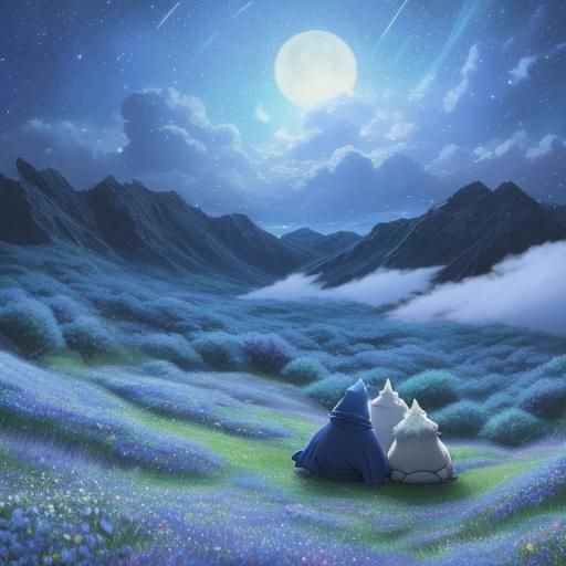 Gandalf and Totoro at Flower Festival, Anime Style