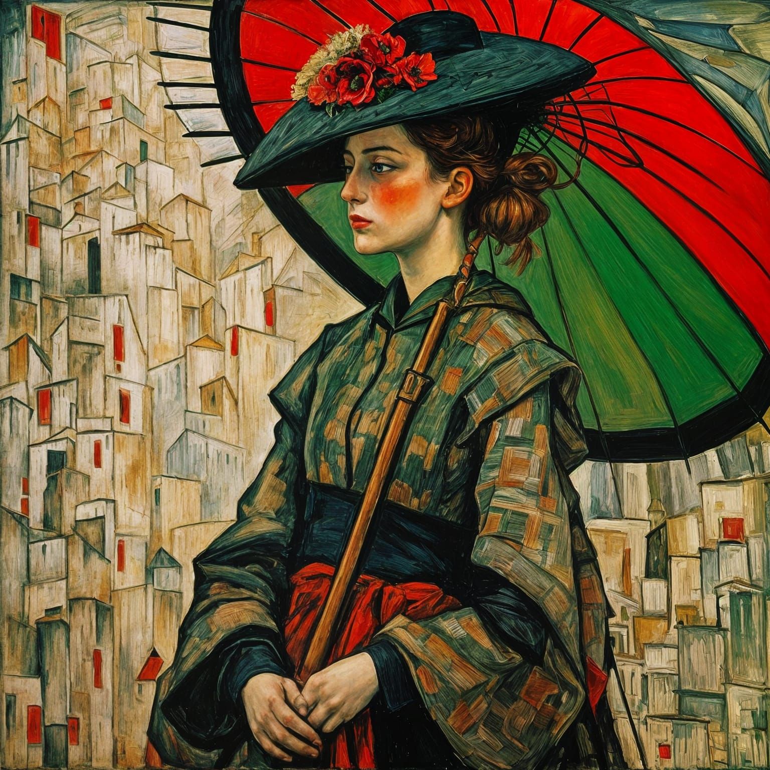 Blonde Girl in 1865 Style, Egon Schiele Inspired