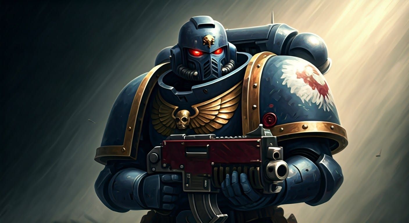 Warhammer 40k Space Marine Portrait in Ethereal Style
