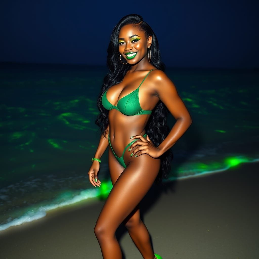 Bioluminescent Beach Portrait of a Transgender Woman