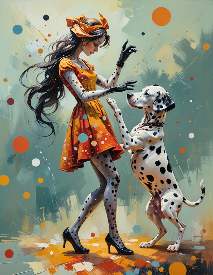 Android and Puppy in Renaissance Impasto Style