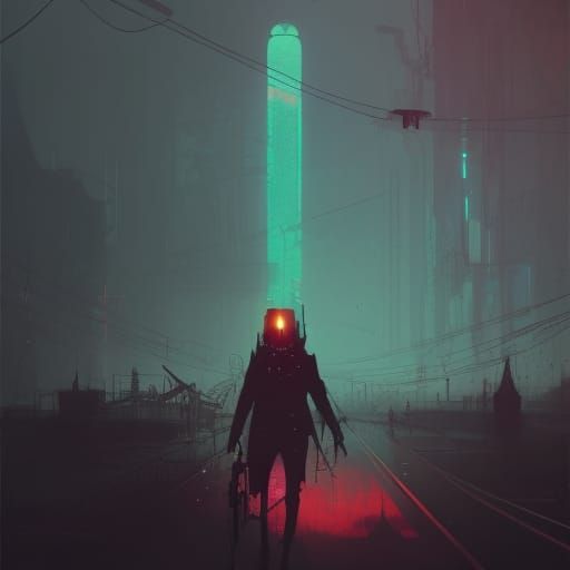 Atompunk Gothic Vampire Town in Hyperdetailed Painting