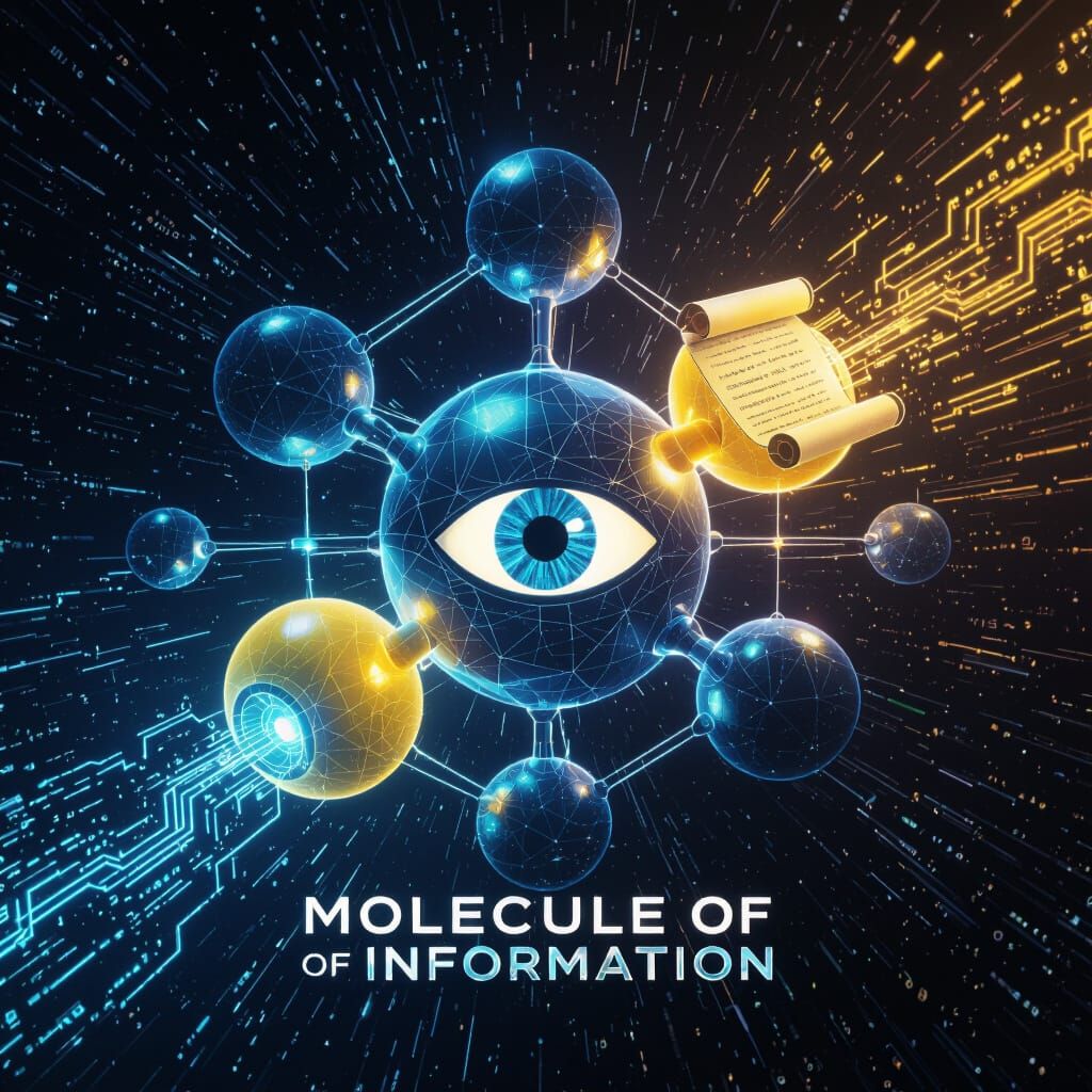 Futuristic Cyberpunk Information Molecule Logo