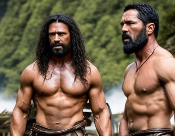 Gladiator Warriors Spartacus and Crixus: Action Portrait