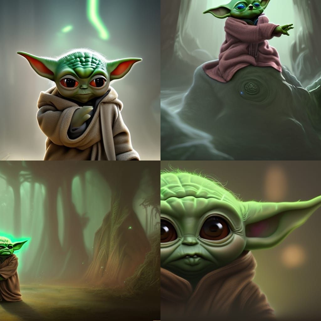 Detailed Matte Painting of Baby Yoda in 8k
