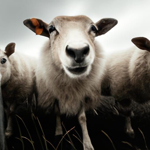 Icelandic Sheep Portrait in Meadow