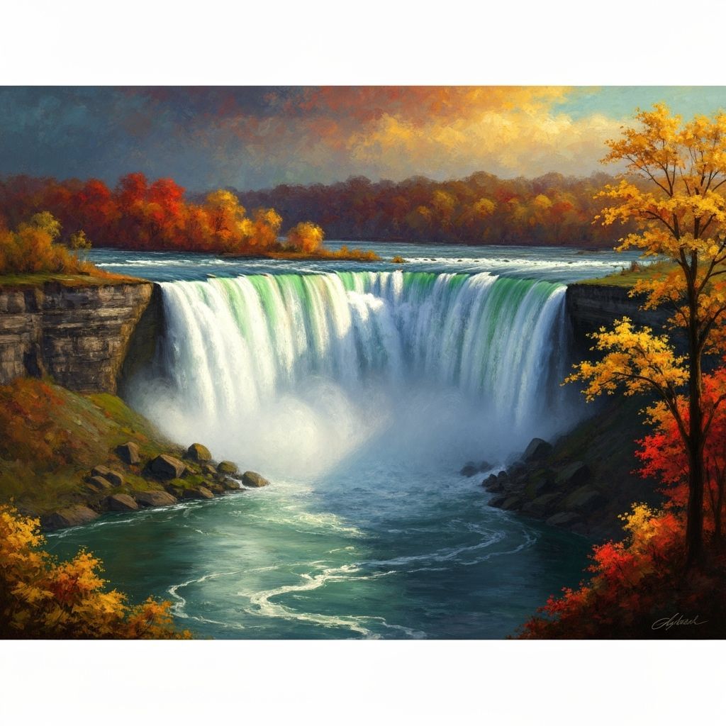 Niagara Falls in Autumn's Fiery Embrace