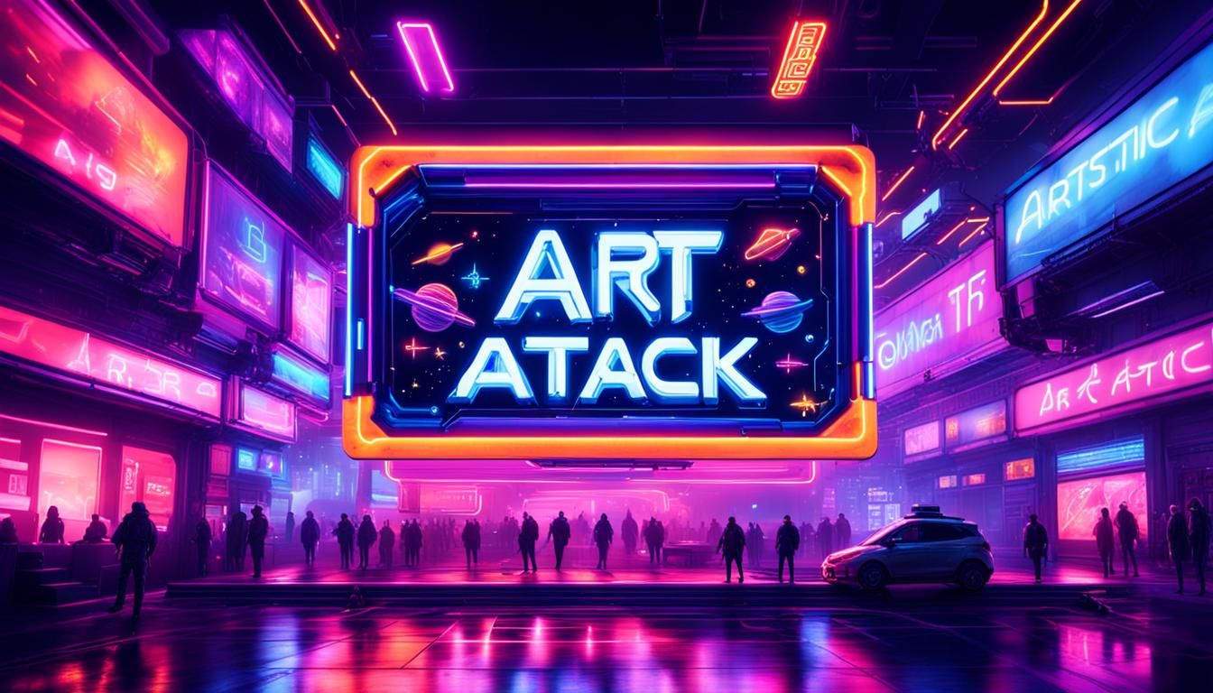 Neon "Art aTTack" Billboard in Sci-Fi Space