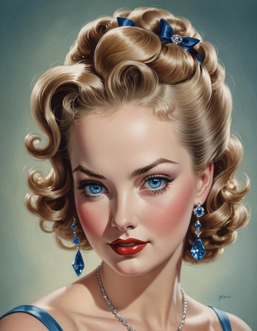 Sapphire Eyes: A Pinup Portrait in Classic Style