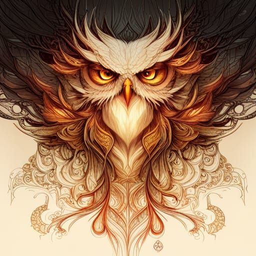 Golden Owl with Intricate Details in Digital Painting