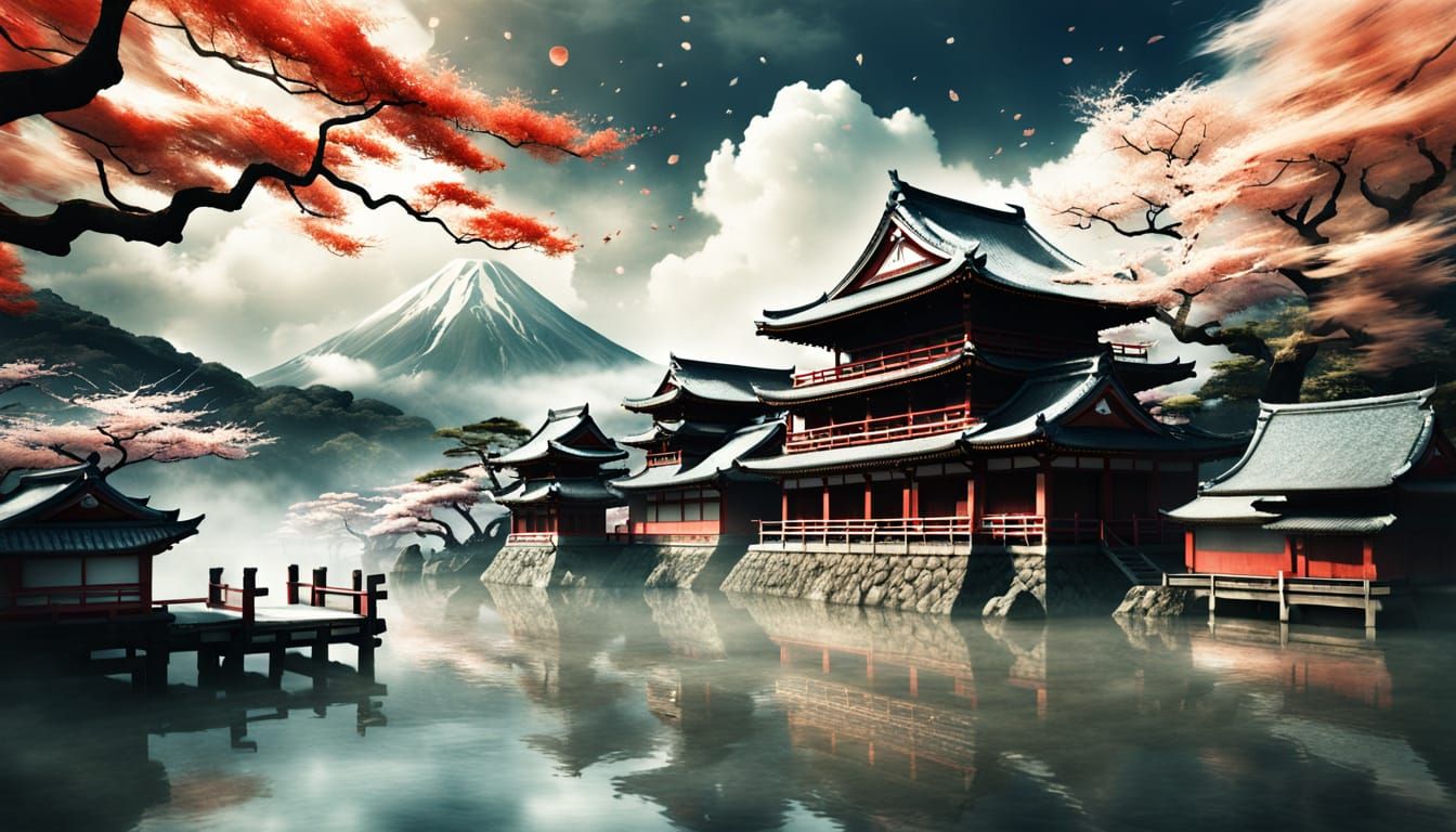 Surreal Japanese Landscapes in Vibrant Textured Style