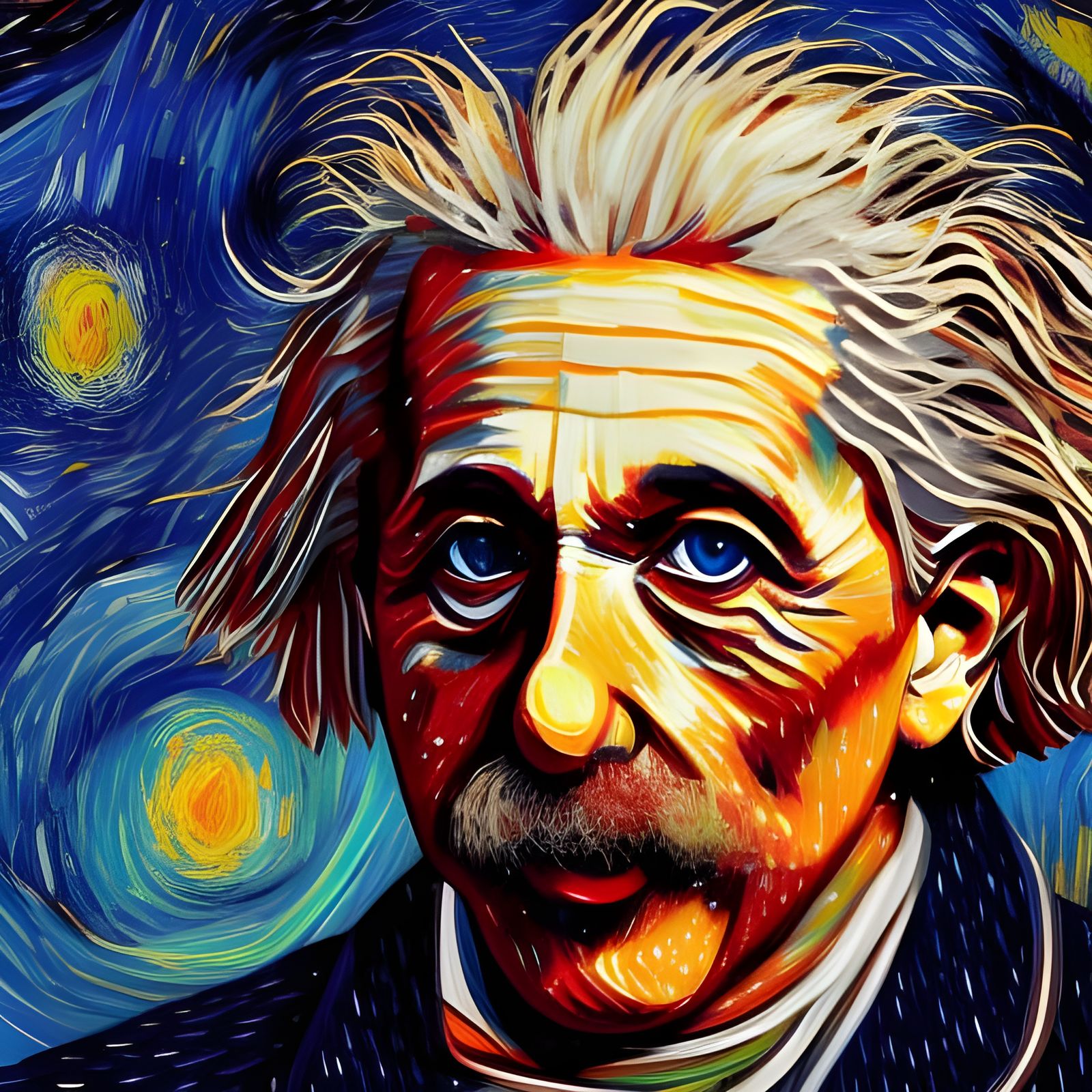 Albert Einstein And Starry Night!