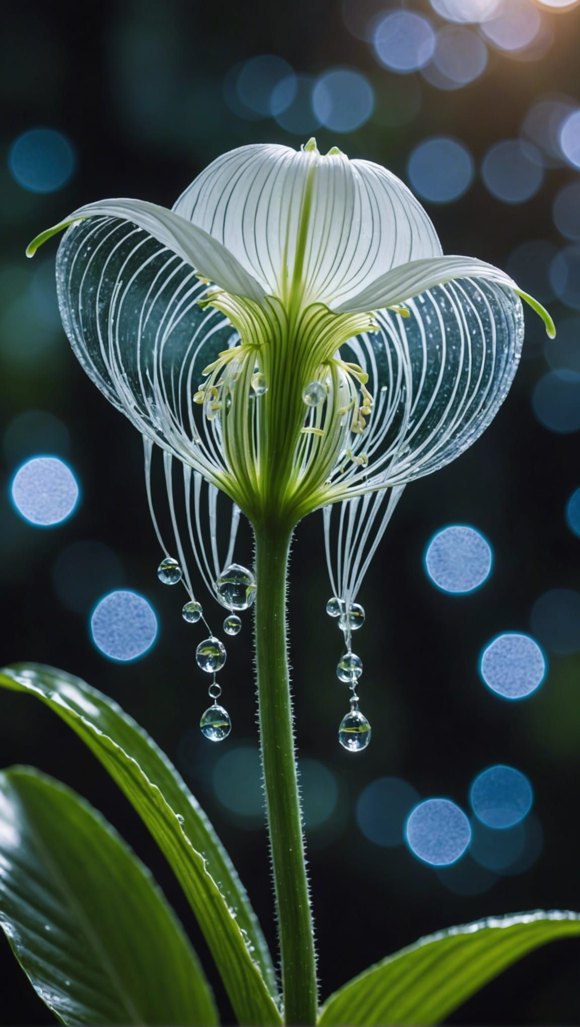 Iridescent Glass Batflower with Galaxy Backdrop